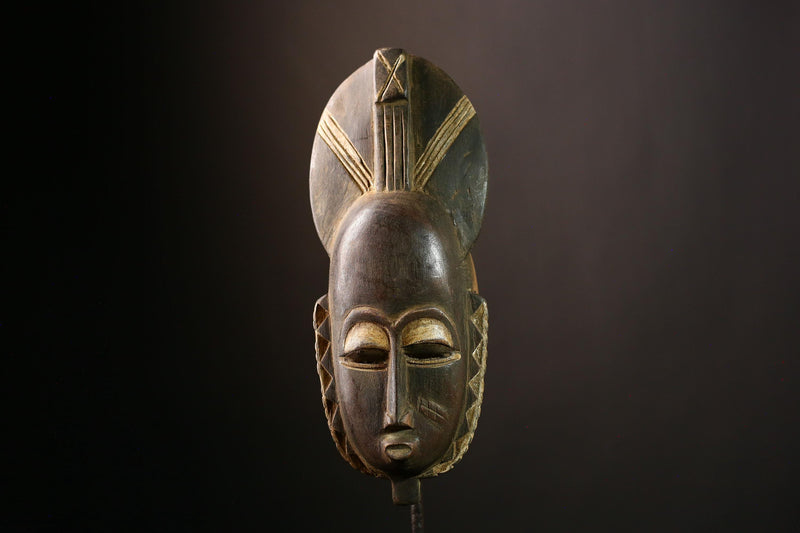 African Baule Mask, Hand-Carved Wooden Art for Wall Decor, Unique Tribal Sculpture and Cultural Piece, Traditional African Aesthetic-G4034