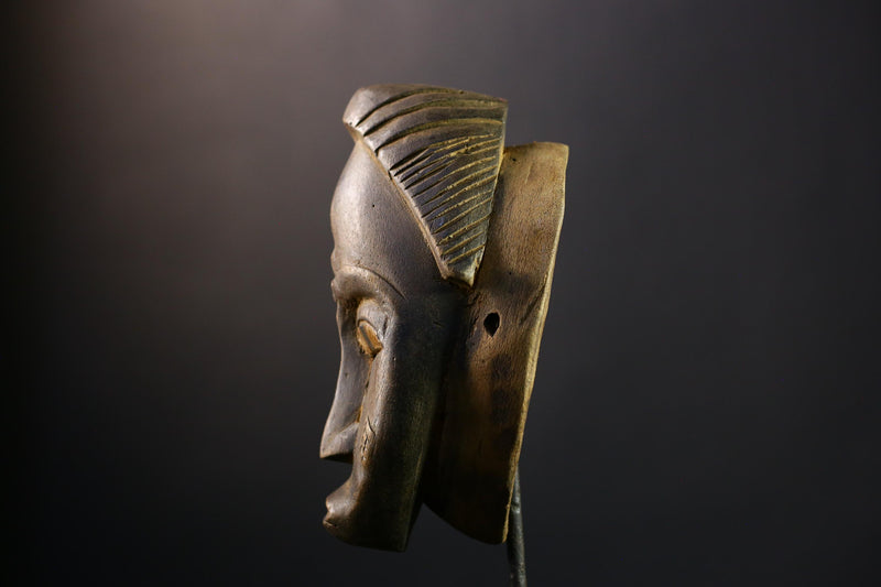 African Mask - Handcrafted Gu Mask from the Guro Tribe - Unique Female Art Decor for Home Display and Cultural Collectible Sculpture  -5334