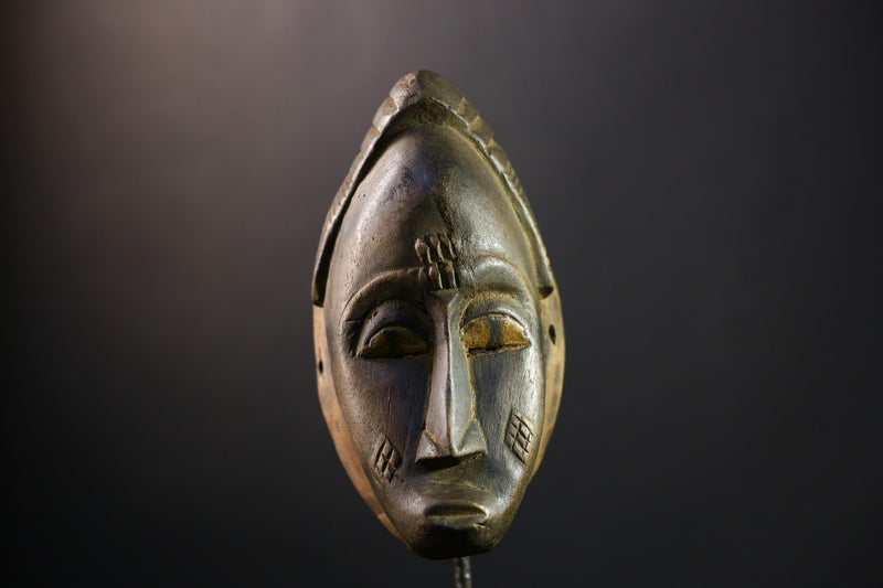 African Mask - Handcrafted Gu Mask from the Guro Tribe - Unique Female Art Decor for Home Display and Cultural Collectible Sculpture  -5334