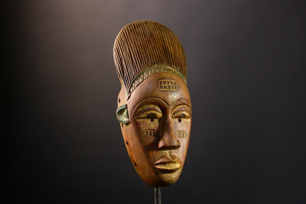 African Mask - Vintage Guro Tribe Hand-Carved Art - Unique Wall Decor from Côte d'Ivoire for Cultural Collectibles and Home Display-9645