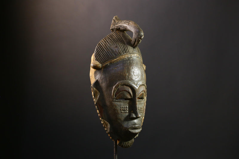 African Mask - Hand-Carved Tribal Wood Masks from Baoulé and Guro Peoples - Unique Art for Cultural Home Decor and Collectible Display -5284