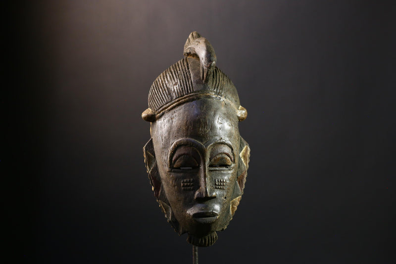 African Mask - Hand-Carved Tribal Wood Masks from Baoulé and Guro Peoples - Unique Art for Cultural Home Decor and Collectible Display -5284