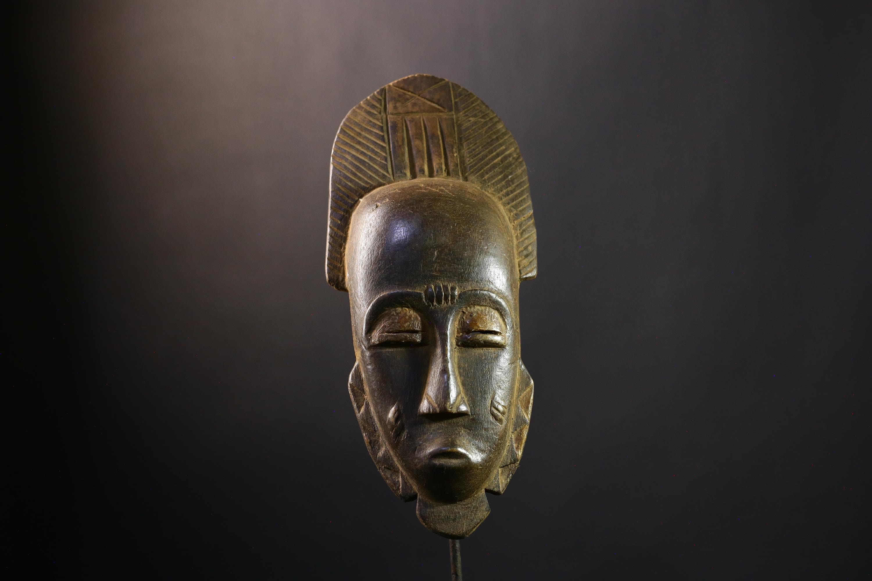 African Mask Handcrafted Guro Tribal Art from West Africa Unique Wall Decor for Cultural Home Display and Ethnic Collectible Sculpture-5248