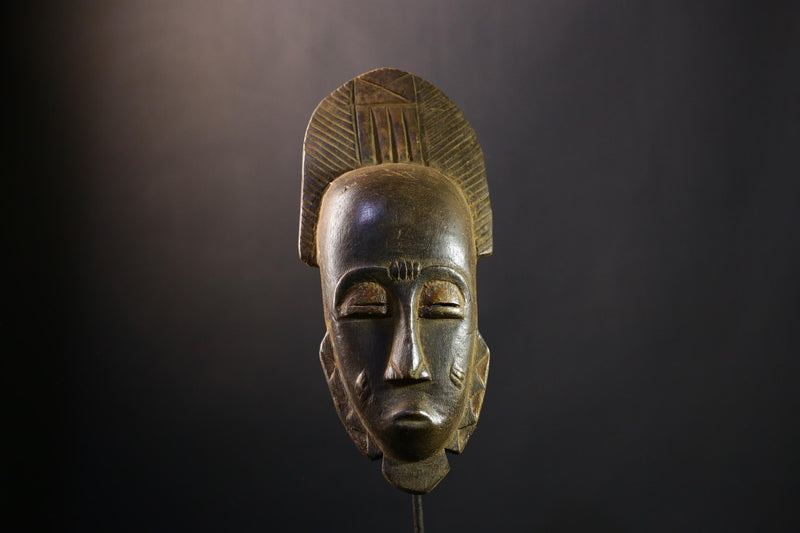 African Mask Handcrafted Guro Tribal Art from West Africa Unique Wall Decor for Cultural Home Display and Ethnic Collectible Sculpture-5248