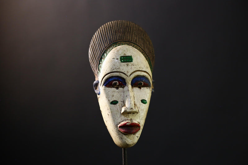 African Mask - Handmade Guro Tribal Face Mask - Hand-Carved Wood Wall Art for Unique Home Decor and Cultural Collectible Display -9546