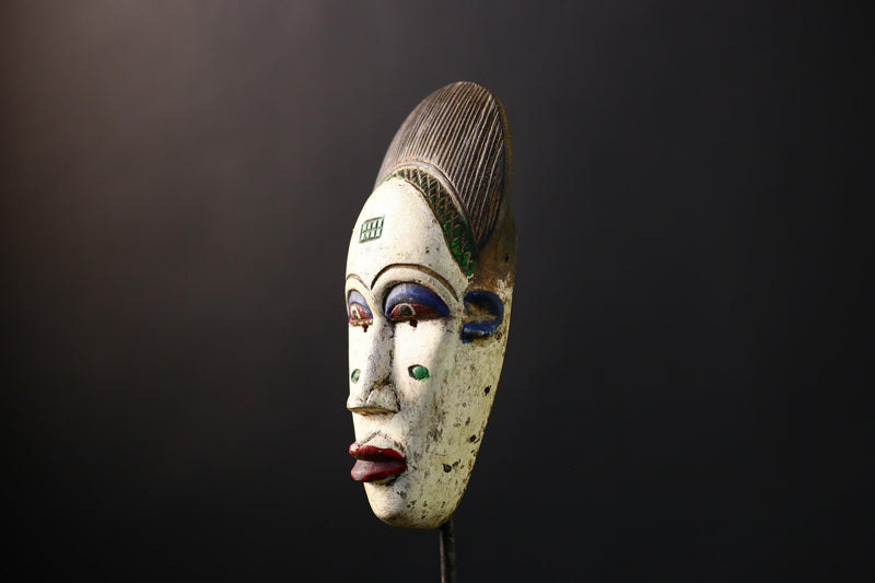 African Mask - Handmade Guro Tribal Face Mask - Hand-Carved Wood Wall Art for Unique Home Decor and Cultural Collectible Display -9546