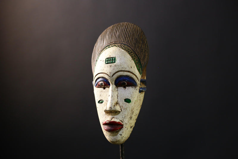 African Mask - Handmade Guro Tribal Face Mask - Hand-Carved Wood Wall Art for Unique Home Decor and Cultural Collectible Display -9546