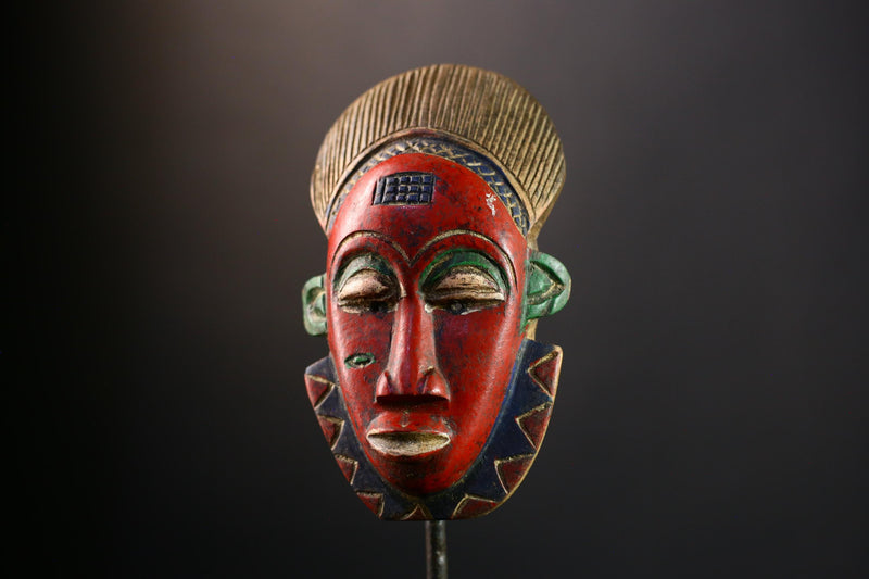 African Mask - Antique Guro Baule Tribal Wood Face Mask - Unique Art Decor for Cultural Home Display and Collectible Wall Art  -9543