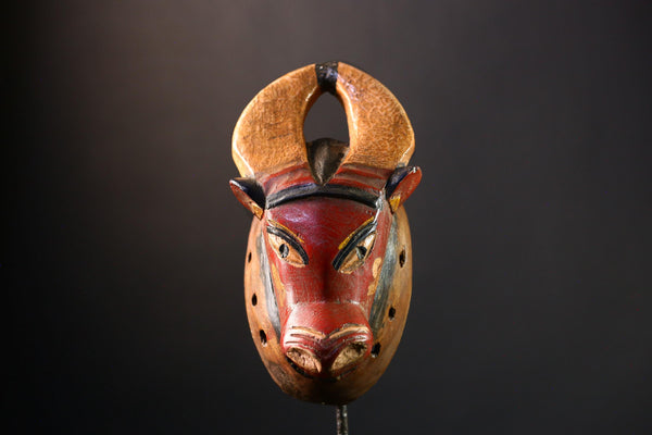 African Mask - Antique Hand-Carved Bobo Bull Tribal Art - Unique Wooden Wall Decor for Ethnic Home Decor and Cultural Collectibles -G3810