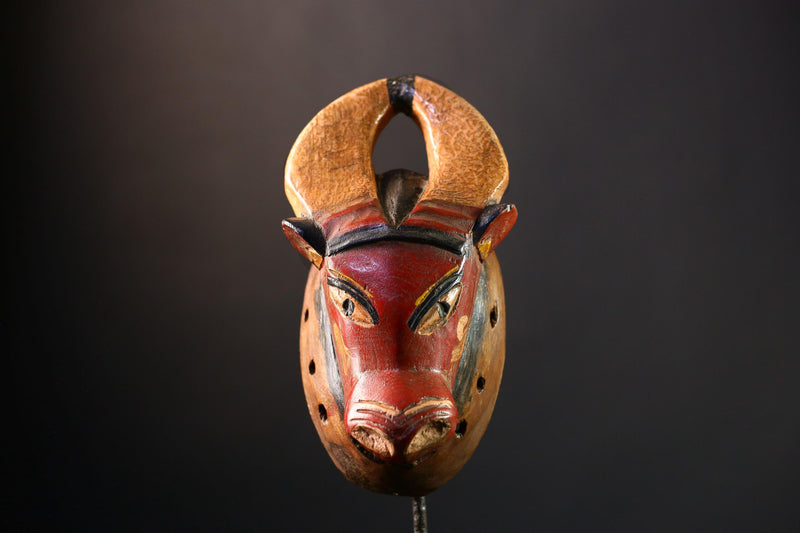 African Mask - Antique Hand-Carved Bobo Bull Tribal Art - Unique Wooden Wall Decor for Ethnic Home Decor and Cultural Collectibles -G3810