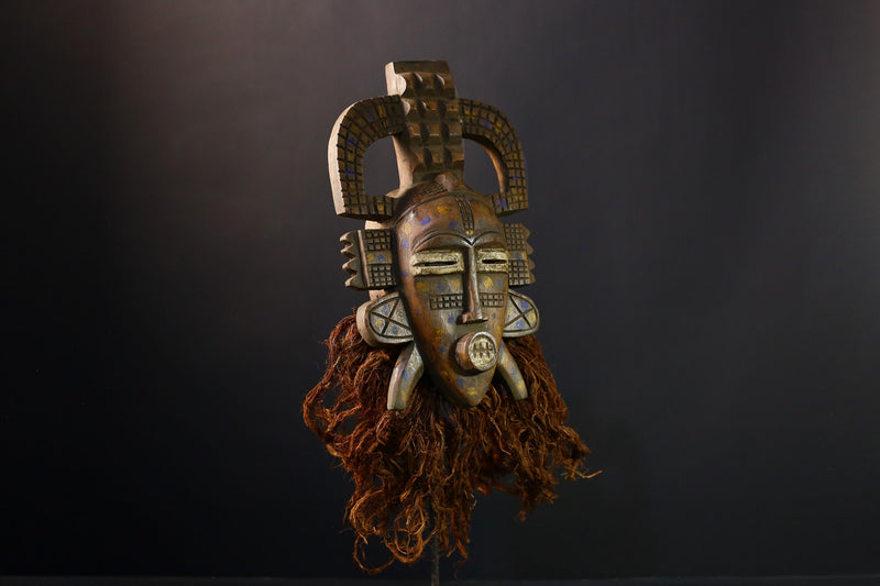 African Mask Senufo Kalao Bird Art - Handcrafted Tribal Wall Decor, Unique Cultural Home Accent, Ethnic Sculpture for Collectors -G3803