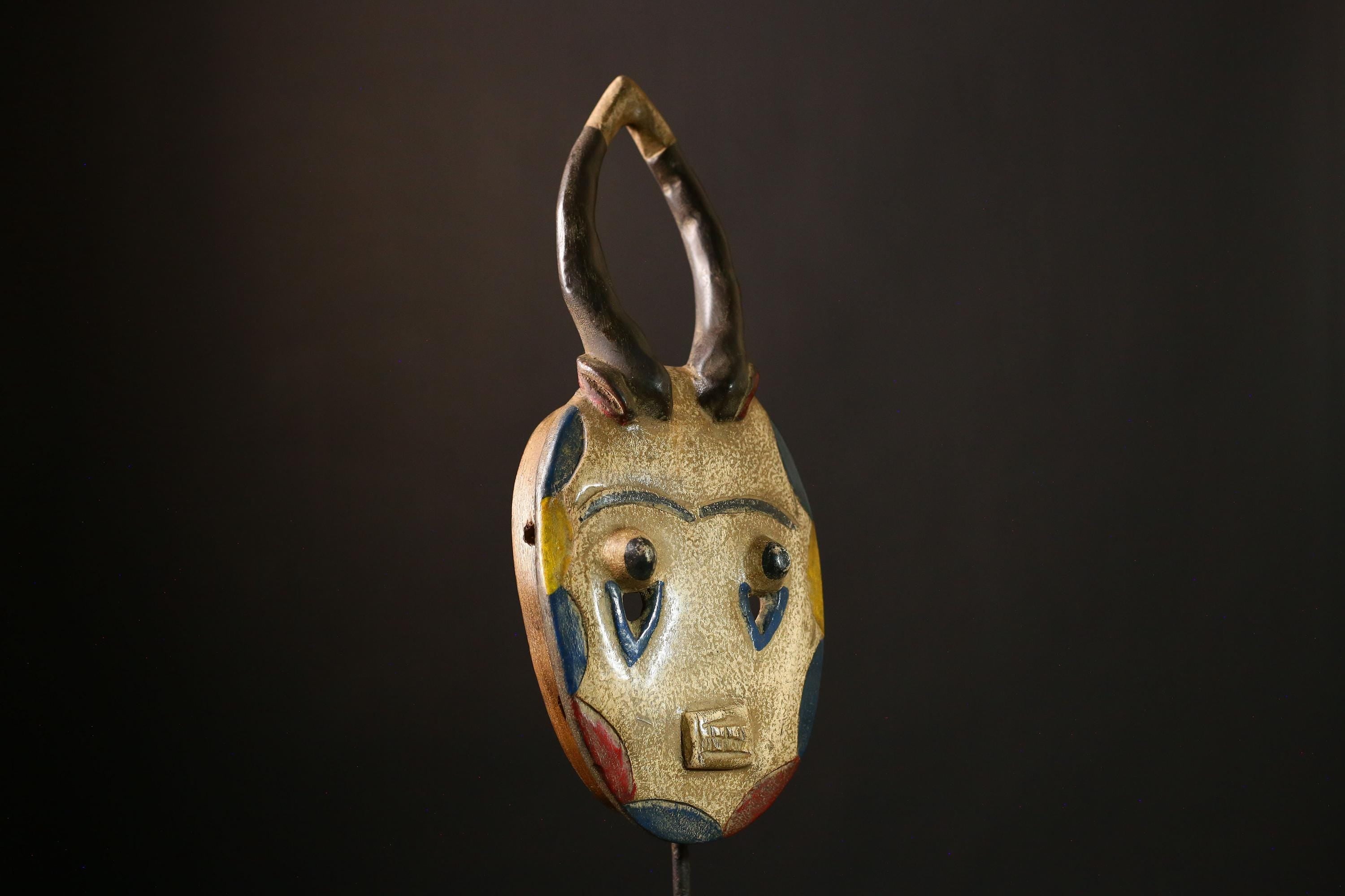 African Elephant Goli Mask – Handcrafted Baoulé Tribal Decor, Unique Wooden Art Sculpture, African Collectible, Wall Display Piece-G4049