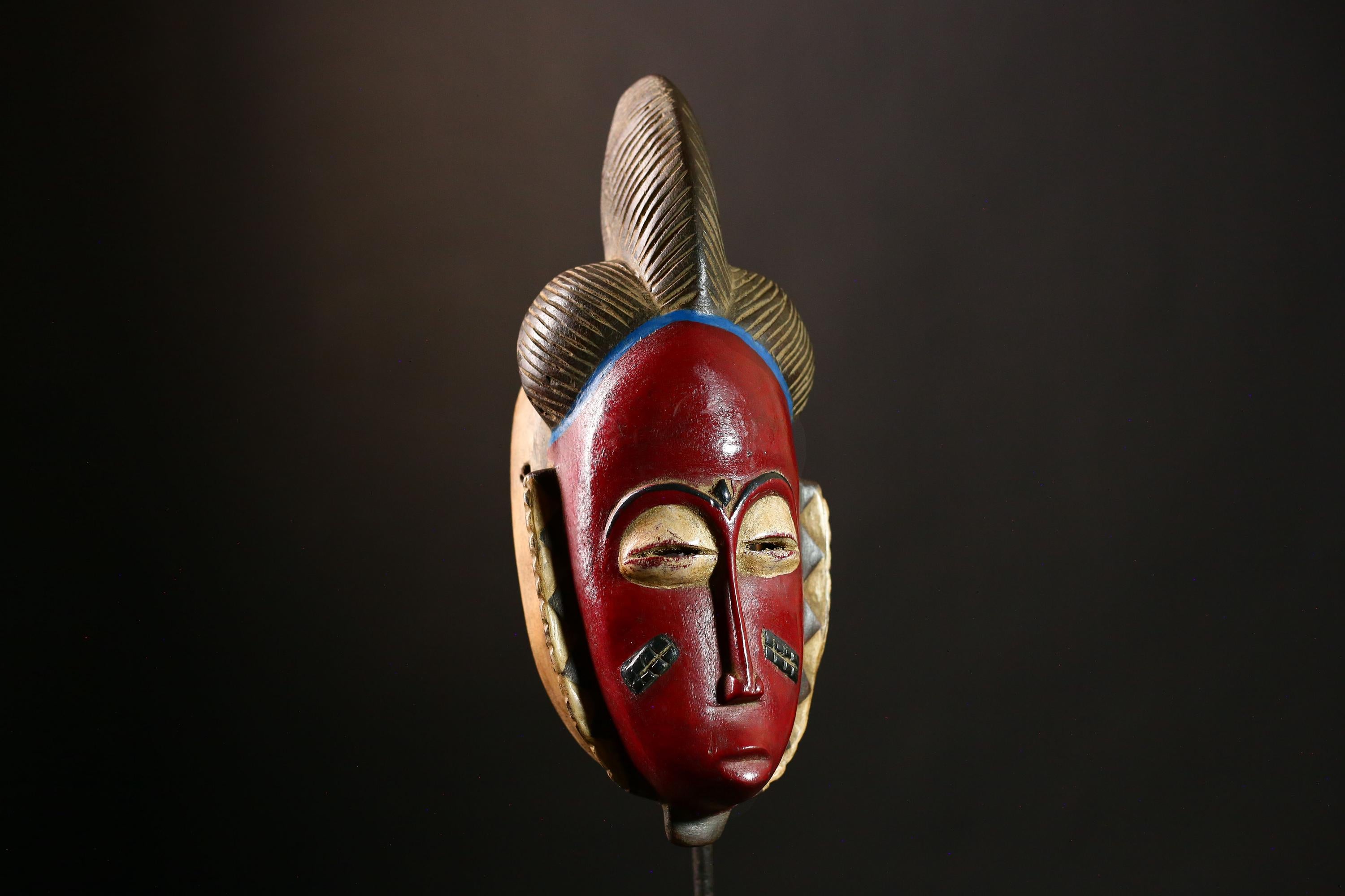 African Baule Mask: Hand Carved Wooden Sculpture, Vintage Tribal Art Collectible, Unique Wall Decor Piece for Home & Office-G4047