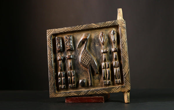 African Granary Door: Exquisitely Hand Carved Dogon Tribe Wood Art from Mali, Vintage Tribal Decor, Unique Collectible Sculpture Piece-G4043