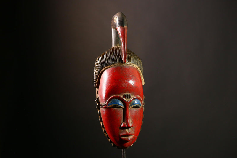 African Guro Mask - Hand Carved Wood Baule Wall Décor | Unique Ethnic Art Object for Home Decoration & Collectibles-G4069