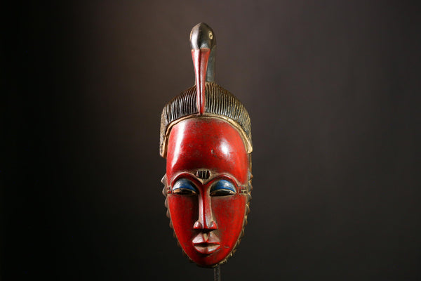 African Guro Mask - Hand Carved Wood Baule Wall Décor | Unique Ethnic Art Object for Home Decoration & Collectibles-G4069