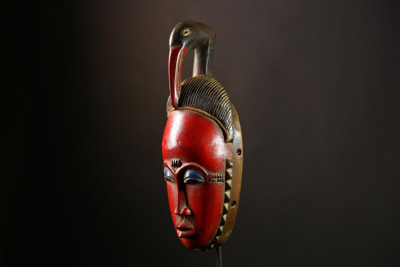 African Guro Mask - Hand Carved Wood Baule Wall Décor | Unique Ethnic Art Object for Home Decoration & Collectibles-G4069