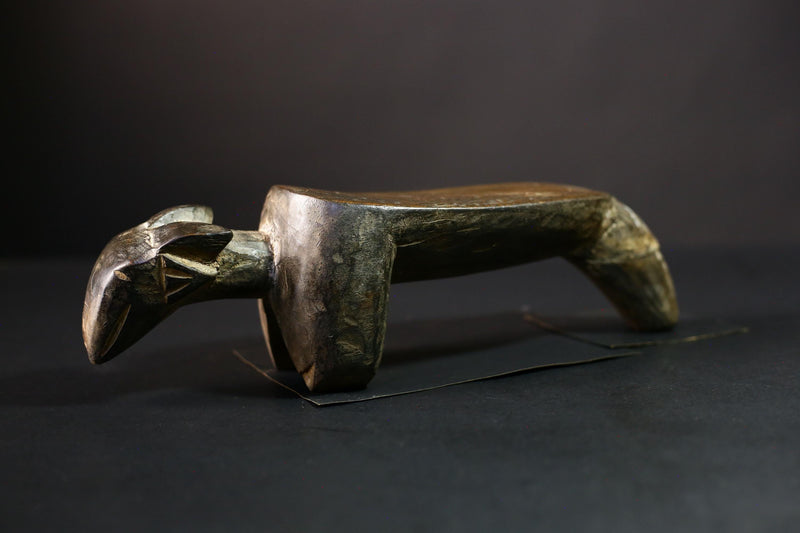 African Stool Senefu Art - Hand-Carved Vintage Wood Statue, Ethnic Home Decor, Unique Figurine, Cultural Sculpture for Collectors-G3826