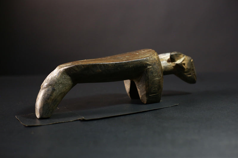 African Stool Senefu Art - Hand-Carved Vintage Wood Statue, Ethnic Home Decor, Unique Figurine, Cultural Sculpture for Collectors-G3826