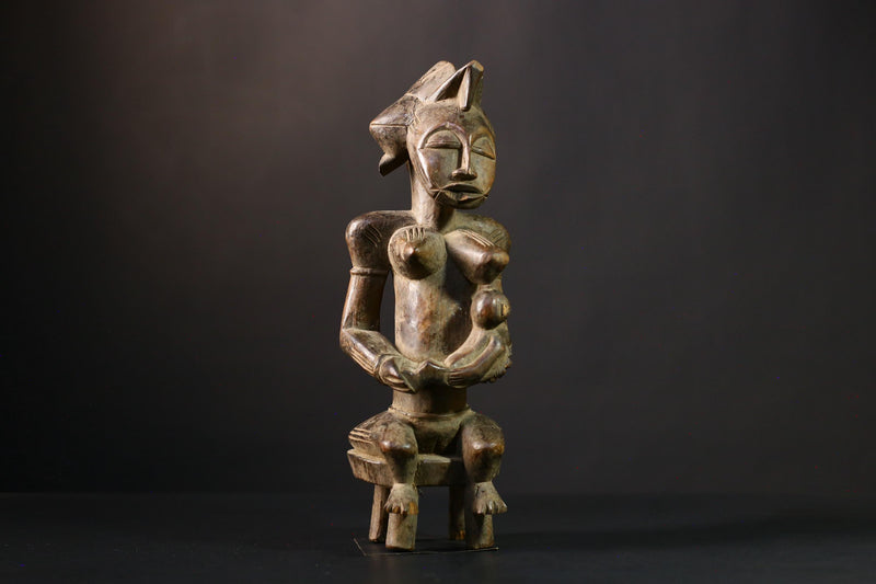 African Figurine - Hand-Carved Yoruba Eshu Statue, Unique Wood Sculpture, Nigerian Art Collectible for Home Decor and Ethnic Style-G3824