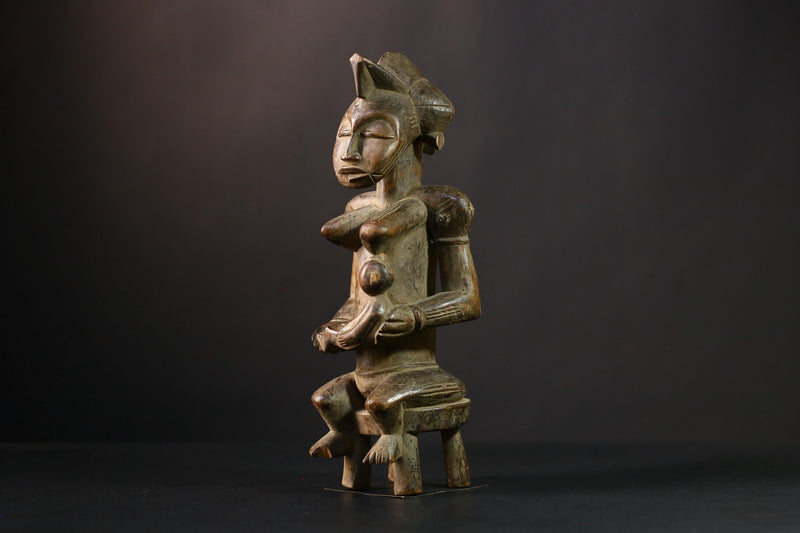 African Figurine - Hand-Carved Yoruba Eshu Statue, Unique Wood Sculpture, Nigerian Art Collectible for Home Decor and Ethnic Style-G3824