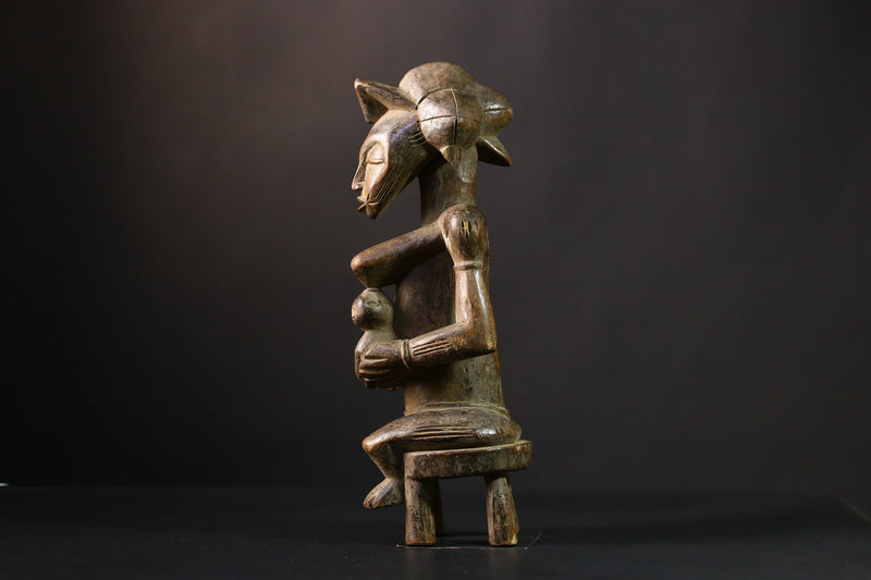 African Figurine - Hand-Carved Yoruba Eshu Statue, Unique Wood Sculpture, Nigerian Art Collectible for Home Decor and Ethnic Style-G3824