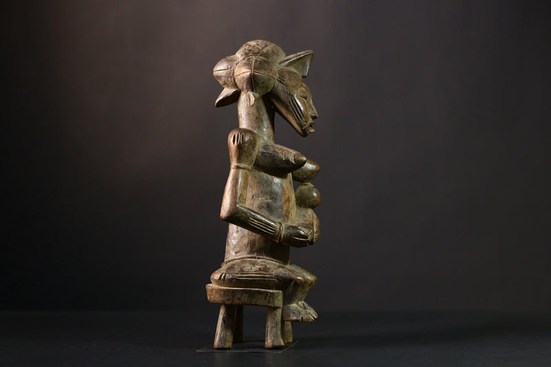 African Figurine - Hand-Carved Yoruba Eshu Statue, Unique Wood Sculpture, Nigerian Art Collectible for Home Decor and Ethnic Style-G3824