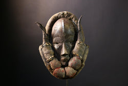 African Mask - Hand-Carved Dan Gle Tribal Sculpture, Unique Wooden Wall Art, Ethnic Home Decor Collectible for Art Collectors-G3816