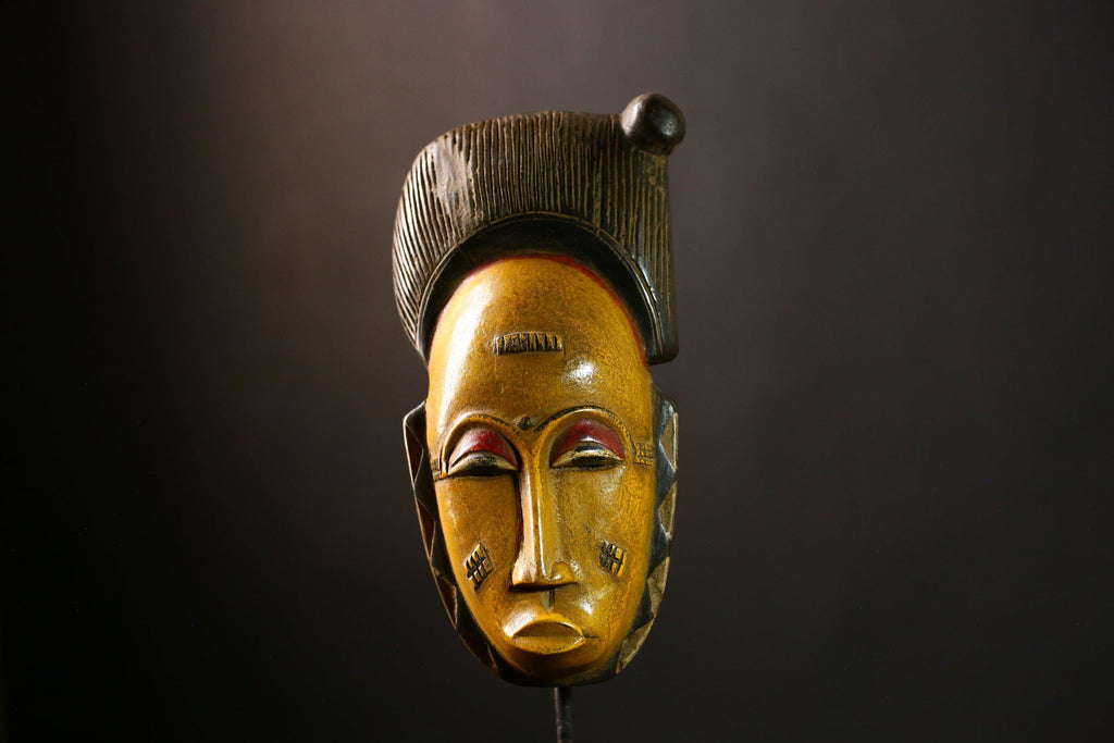 African Baule Masks Handcrafted Tribal Art Sculpture | Baule Wall Hanging | Authentic African Mask | Primitive Decor Collectible-G4085