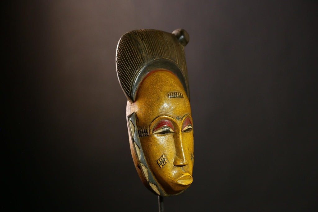 African Baule Masks Handcrafted Tribal Art Sculpture | Baule Wall Hanging | Authentic African Mask | Primitive Decor Collectible-G4085
