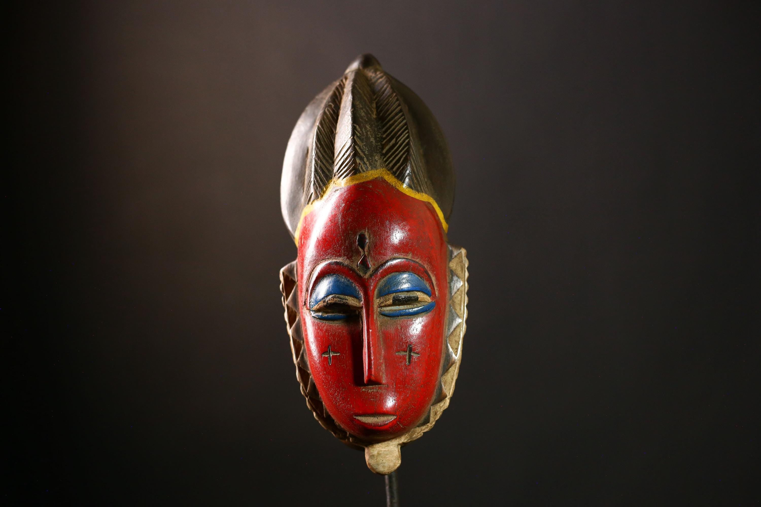 African Baule Masks Handcrafted Wooden Wall Sculpture | Authentic African Art | Unique Tribal Decor | Vintage Collectible Masterpiece-G4082
