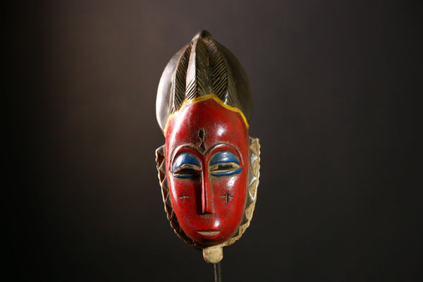 African Baule Masks Handcrafted Wooden Wall Sculpture | Authentic African Art | Unique Tribal Decor | Vintage Collectible Masterpiece-G4082