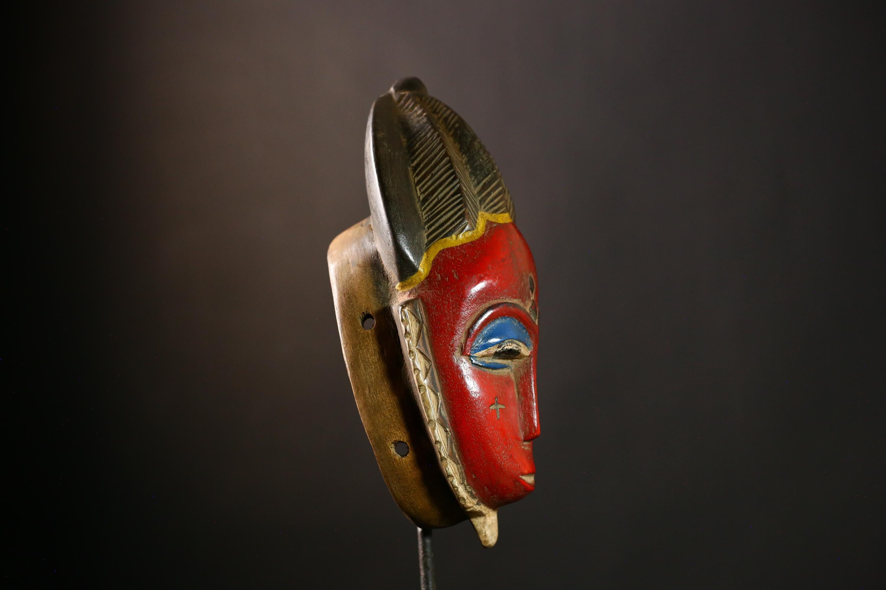 African Baule Masks Handcrafted Wooden Wall Sculpture | Authentic African Art | Unique Tribal Decor | Vintage Collectible Masterpiece-G4082