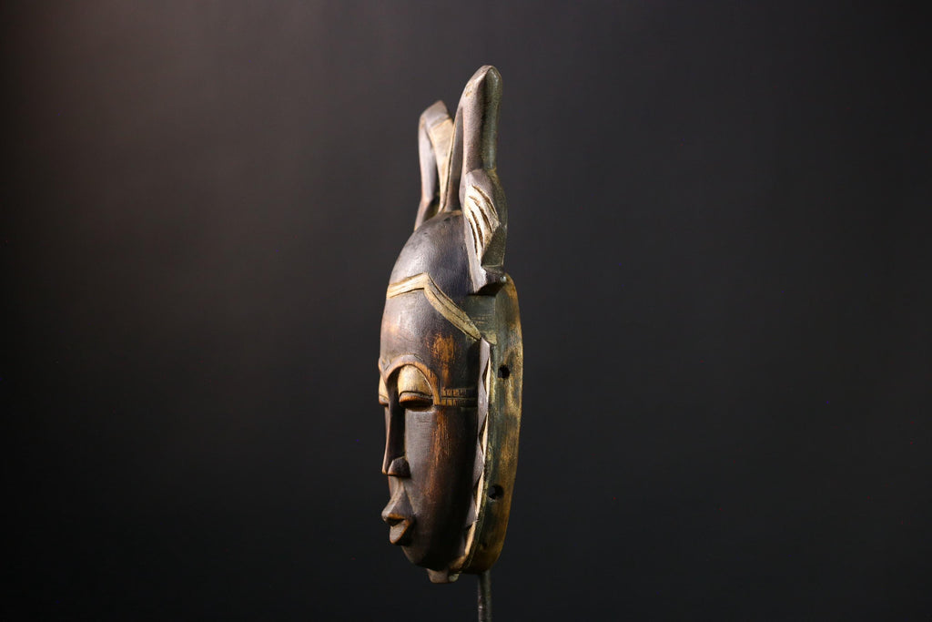 African mask wood African real figure vintage African masks for wall Baule Antique Guro MASK-G3840
