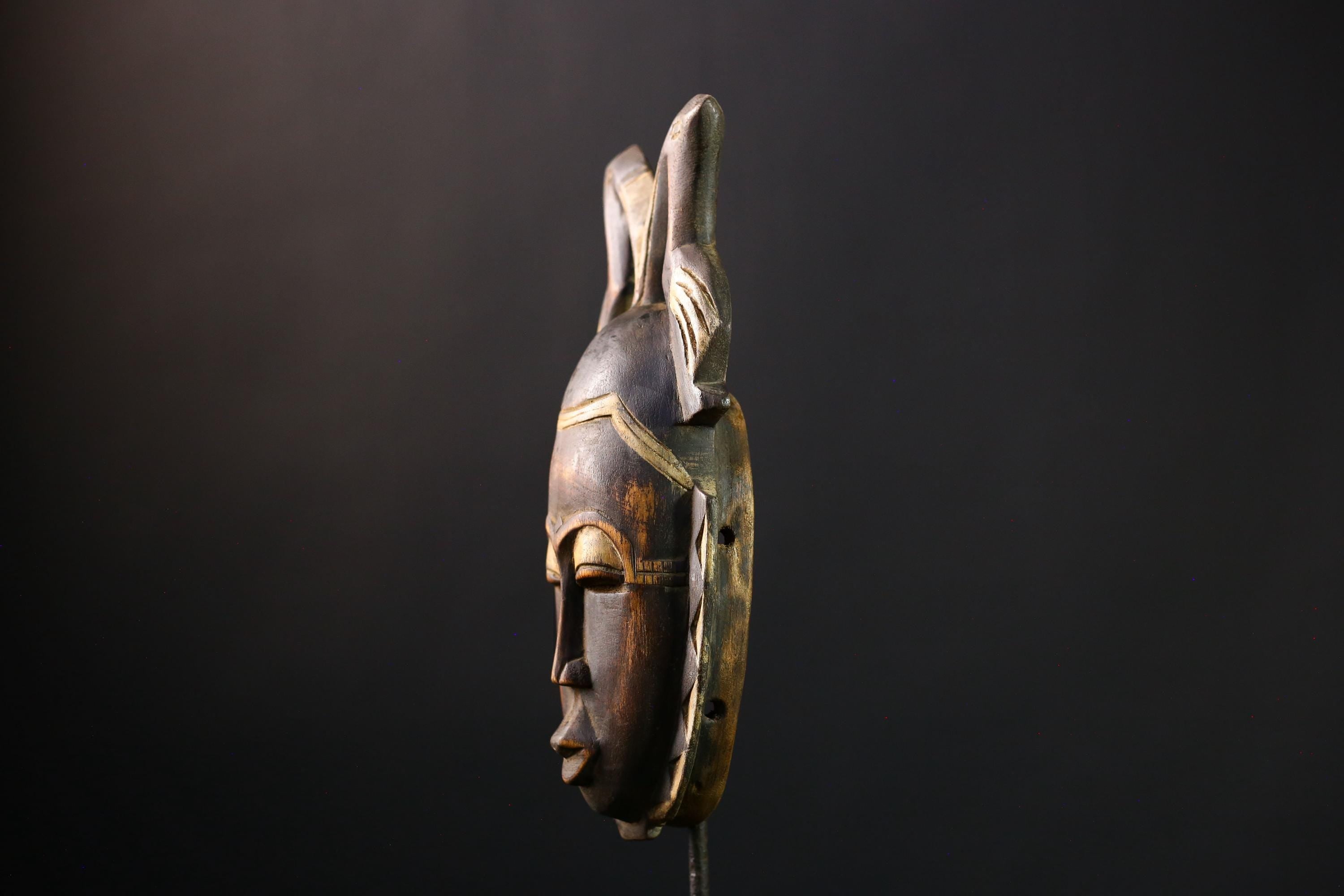 African mask wood African real figure vintage African masks for wall Baule Antique Guro MASK-G3840