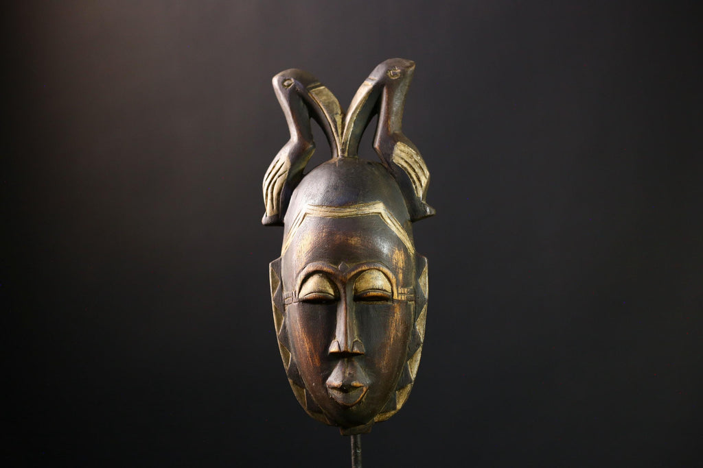 African mask wood African real figure vintage African masks for wall Baule Antique Guro MASK-G3840