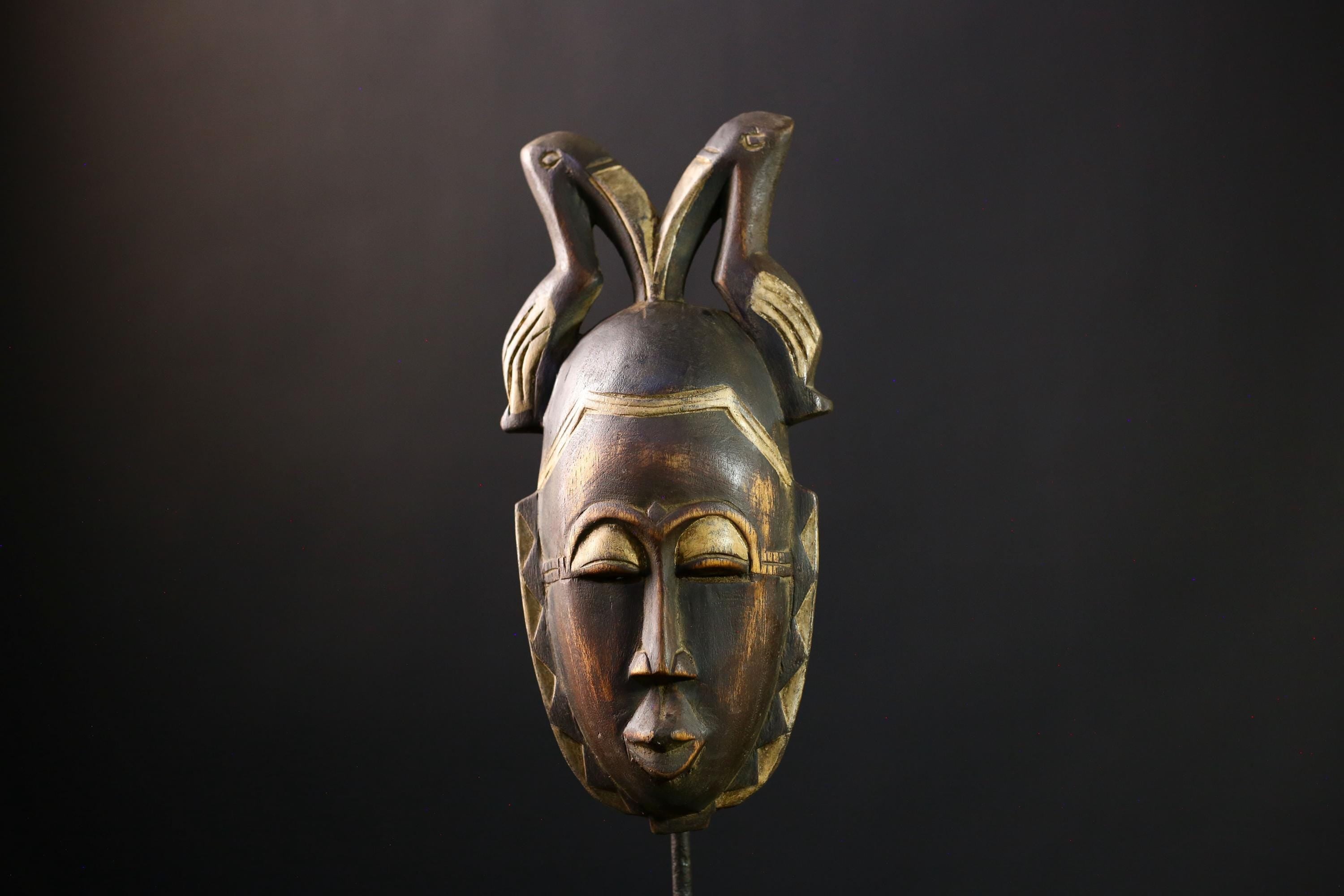 African mask wood African real figure vintage African masks for wall Baule Antique Guro MASK-G3840