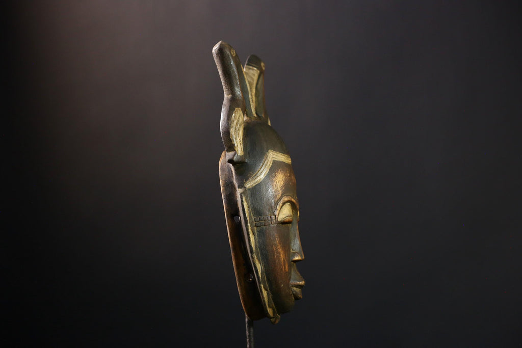 African mask wood African real figure vintage African masks for wall Baule Antique Guro MASK-G3840