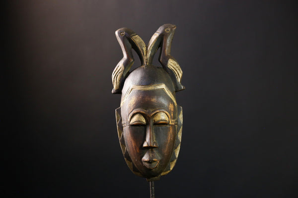 African mask wood African real figure vintage African masks for wall Baule Antique Guro MASK-G3840