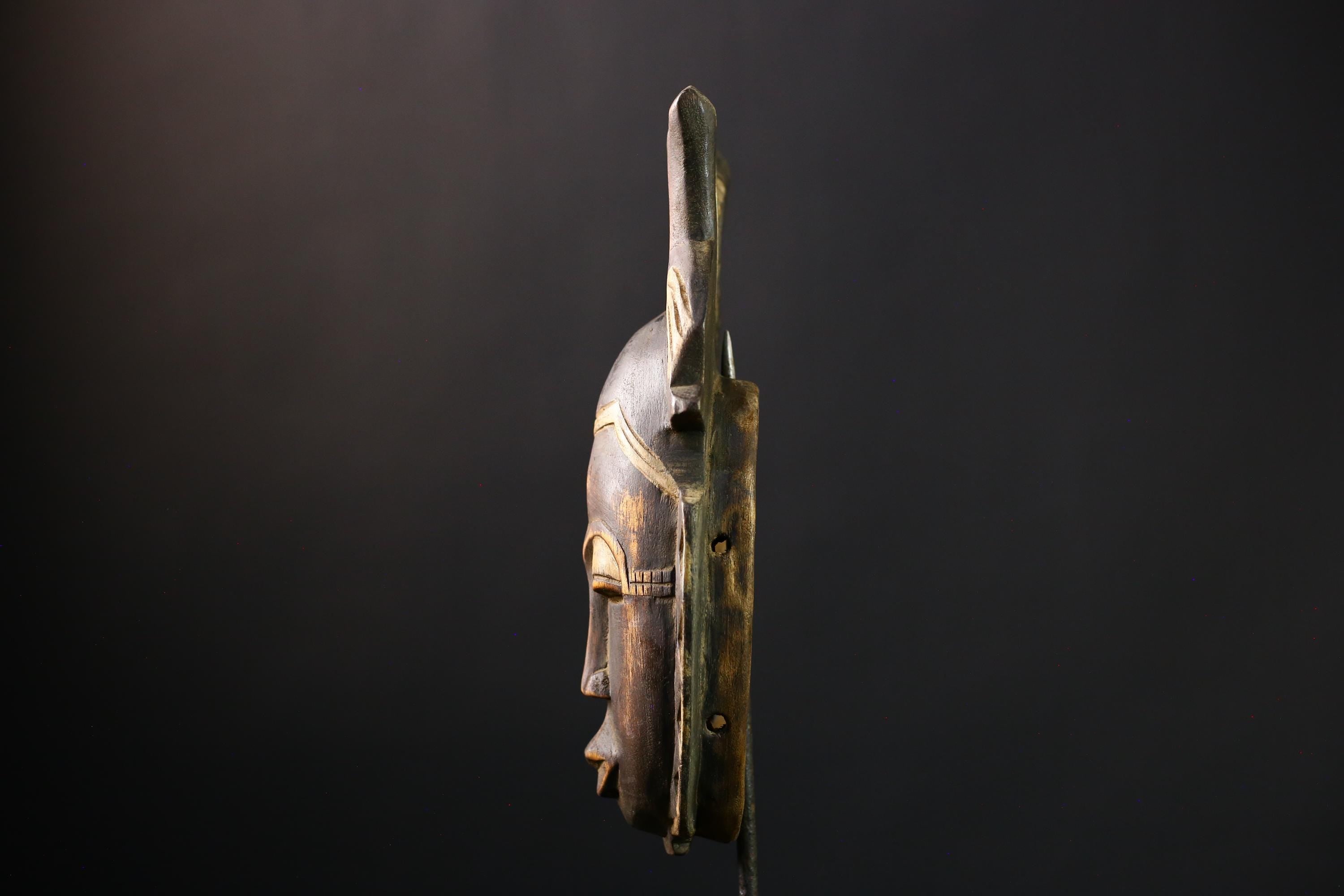 African mask wood African real figure vintage African masks for wall Baule Antique Guro MASK-G3840
