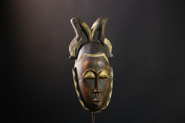 African mask wood African real figure vintage African masks for wall Baule Antique Guro MASK-G3840