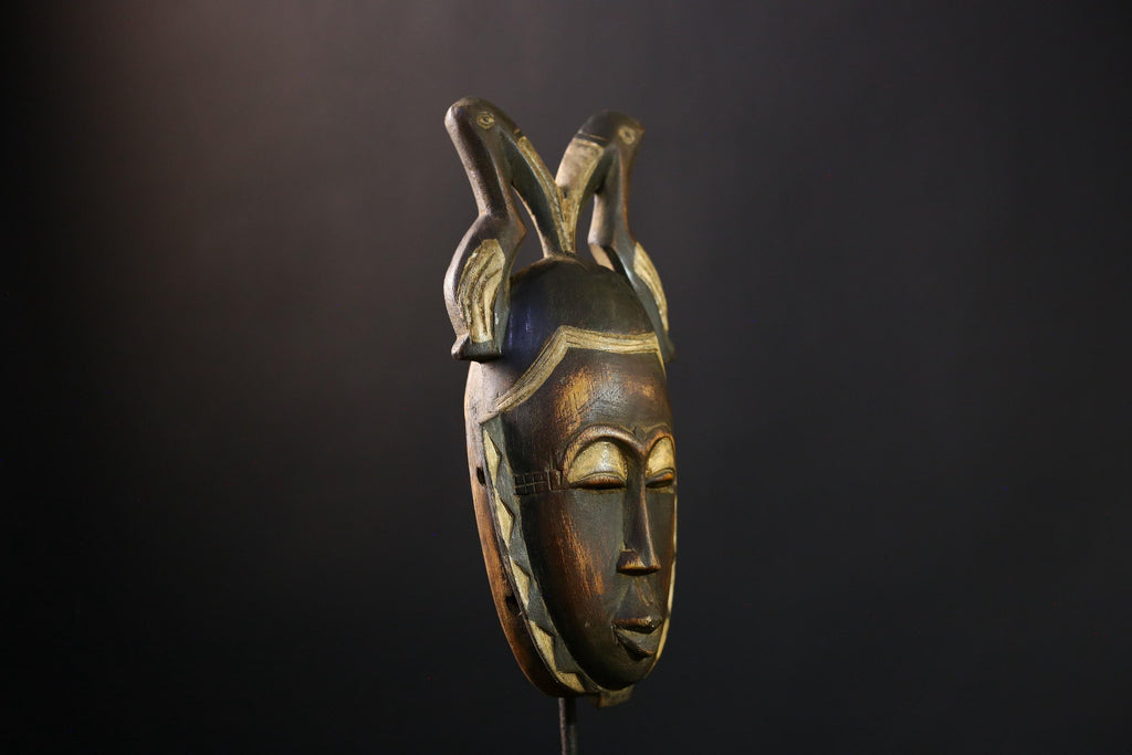 African mask wood African real figure vintage African masks for wall Baule Antique Guro MASK-G3840