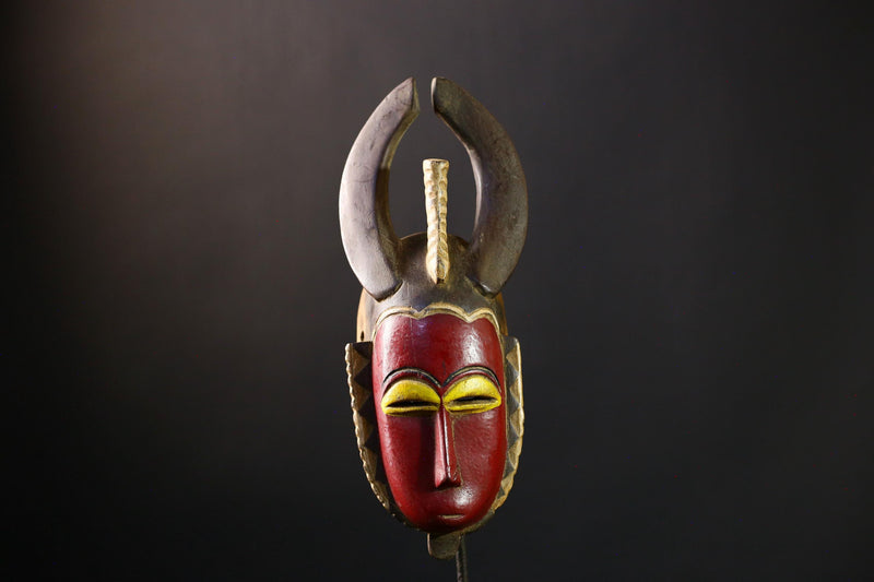 African Mask - Authentic Baule Guro Wood Carving, Unique Côte d'Ivoire Art, Handcrafted Tribal Sculpture, Ceremonial Ethnic Wall Decor-G3834