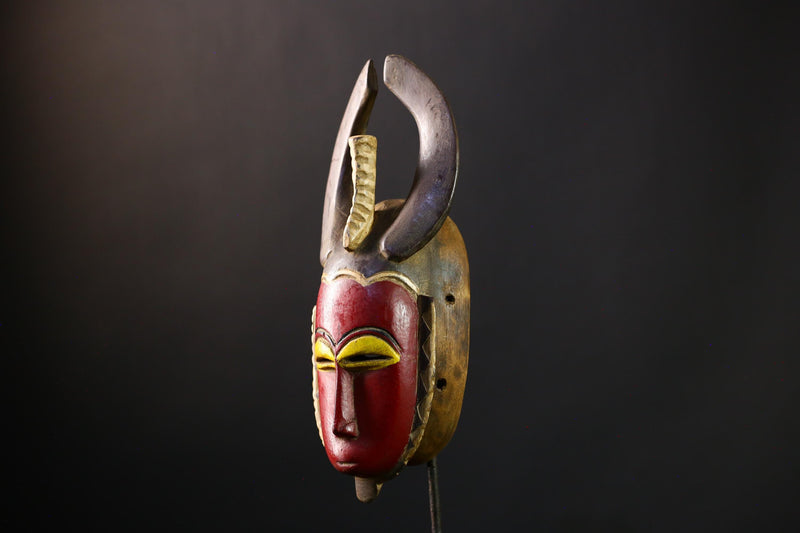 African Mask - Authentic Baule Guro Wood Carving, Unique Côte d'Ivoire Art, Handcrafted Tribal Sculpture, Ceremonial Ethnic Wall Decor-G3834