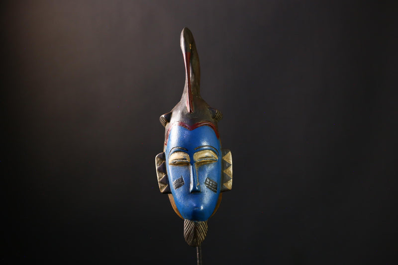 African Mask - Authentic Baule Guro Wood Carving, Unique Côte d'Ivoire Art, Handcrafted Tribal Sculpture, Ceremonial Ethnic Wall Decor-G3832