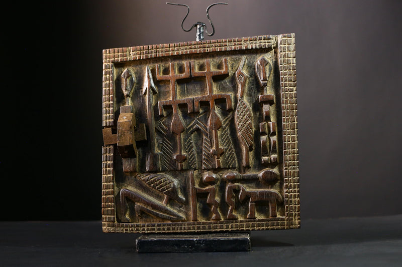 African Dogon Door - Hand-Carved Wooden Granary Door Decor from Dogoan Tribe in Mali - Unique Cultural Art Piece for Home Display-G3858