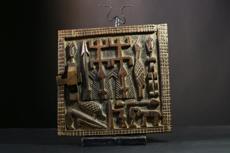 African Dogon Door - Hand-Carved Wooden Granary Door Decor from Dogoan Tribe in Mali - Unique Cultural Art Piece for Home Display-G3858