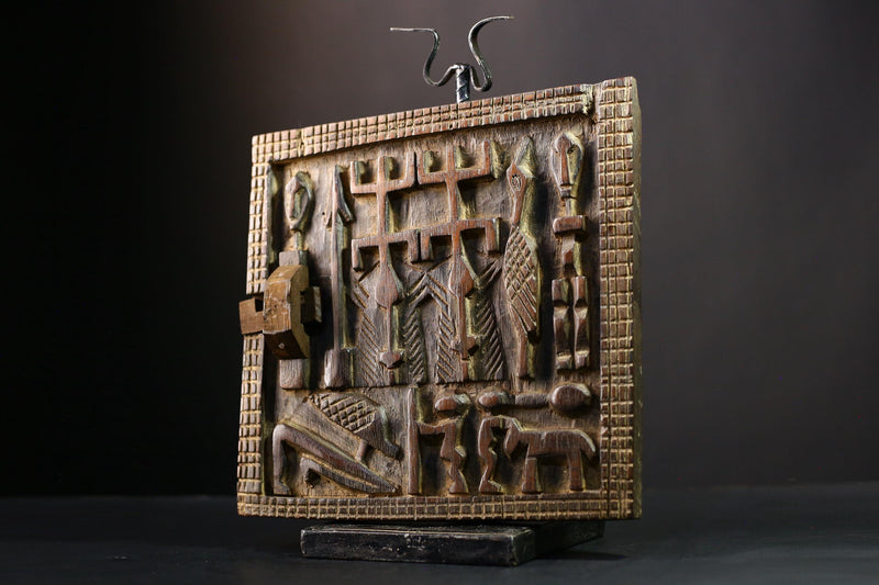 African Dogon Door - Hand-Carved Wooden Granary Door Decor from Dogoan Tribe in Mali - Unique Cultural Art Piece for Home Display-G3858