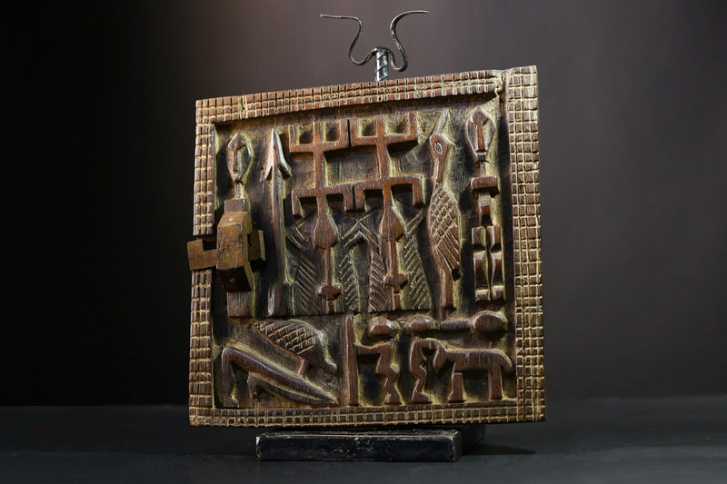 African Dogon Door - Hand-Carved Wooden Granary Door Decor from Dogoan Tribe in Mali - Unique Cultural Art Piece for Home Display-G3858