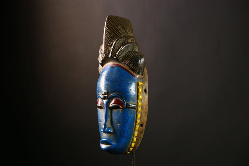 African Baule Mask - Antique Tribal Art Wall Hanging, Unique Collectible Decor, Rare Sculpture for Home, Art & Collectibles-G4097